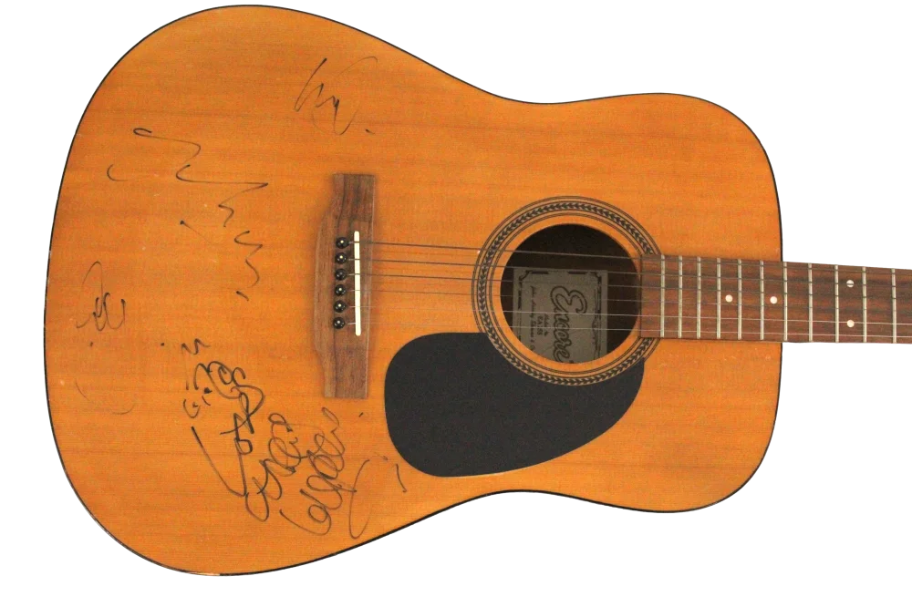 Guy Berryman, Jonny Buckland, Will Champion, Chris Martin — Coldplay Band Signed Autograph Acoustic Guitar - Chris Martin Guy Jonny Will JSA