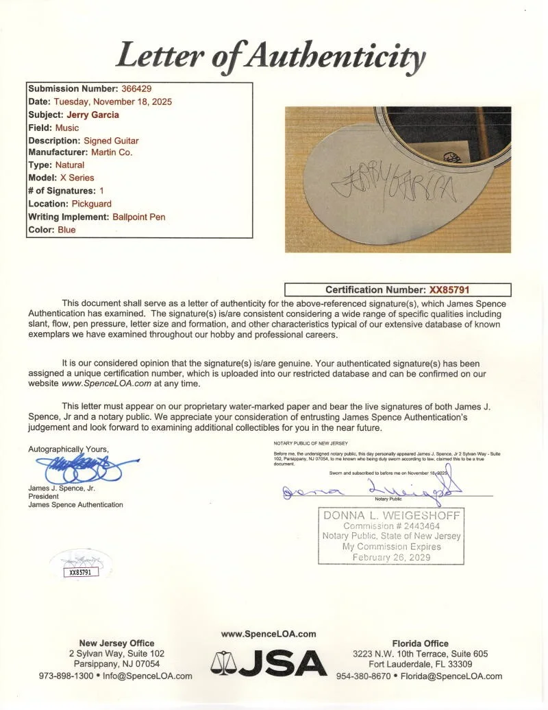 Jerry Garcia — Jerry Garcia Grateful Dead Signed Autograph CF Martin Acoustic Guitar w/ JSA COA, изображение 4