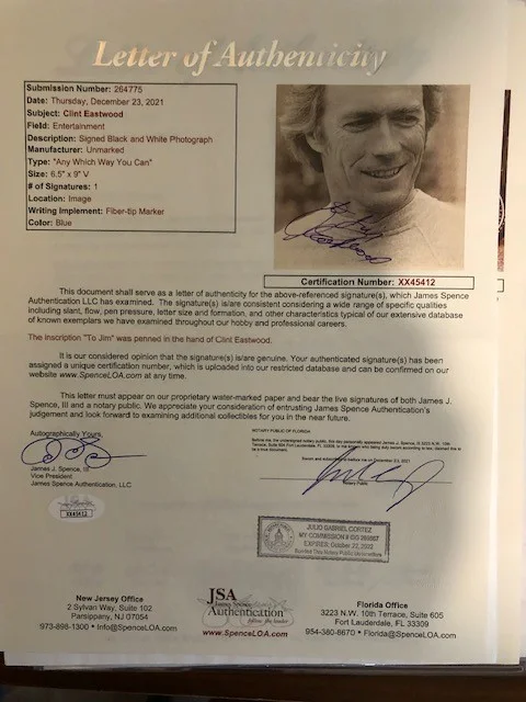 CLINT EASTWOOD SIGNED PICTURE LOA JSA, image 2