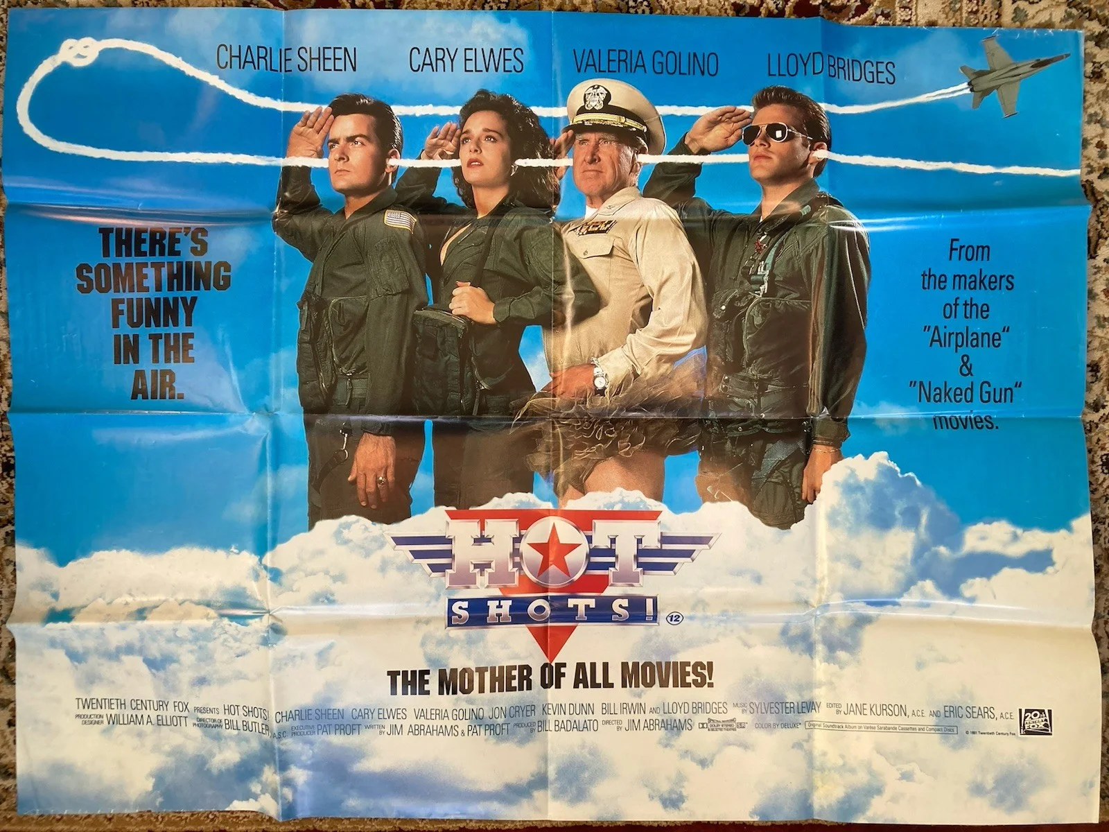 Hot Shots Quad Poster Charlie Sheen Lloyd Bridges Cary Elwes, image 2
