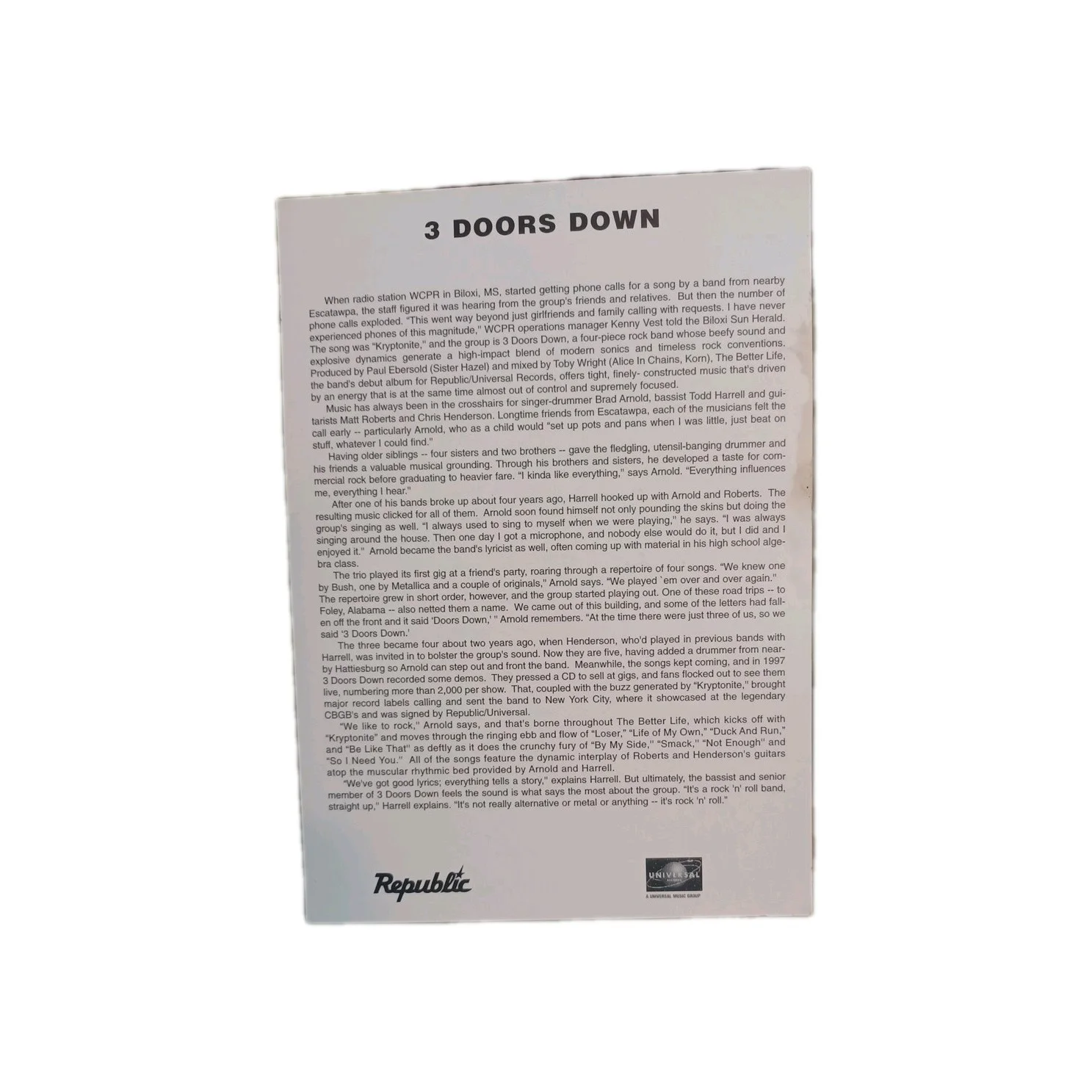 3 Doors Down Authentic 5X7 Band Autographed Photo. Error. Rare. Free Shipping, image 4