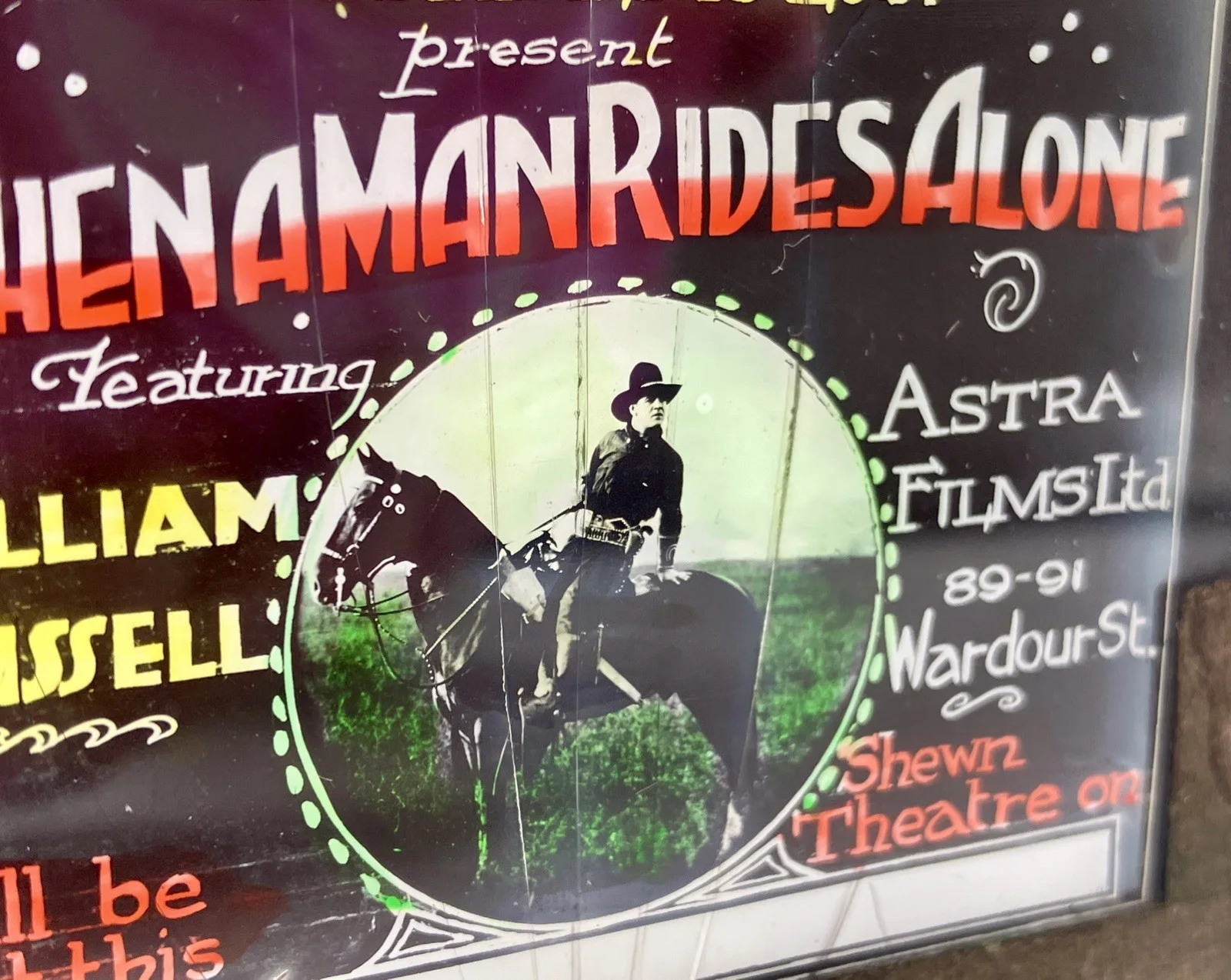 c1919 Magic Lantern Slide Film Advert William Russell When A Man Rides Alone, image 4