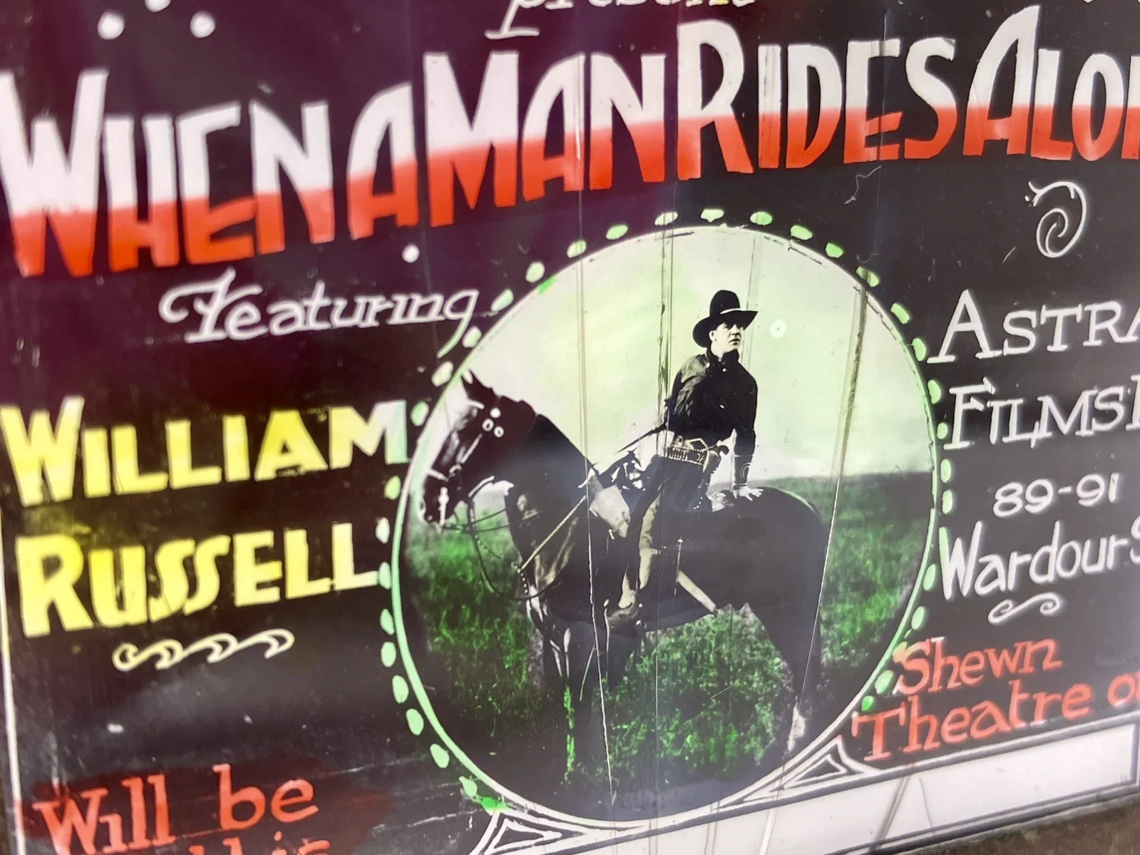 c1919 Magic Lantern Slide Film Advert William Russell When A Man Rides Alone, image 5
