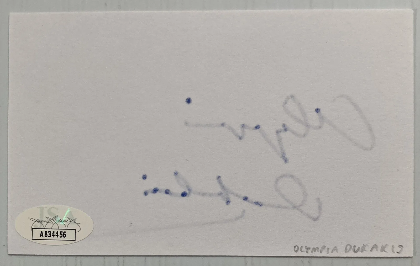 Olympia Dukakis — Moonstruck Olympia Dukakis Signed Autograph 3x5 Index Card - JSA Cert - FREE S&H, изображение 3