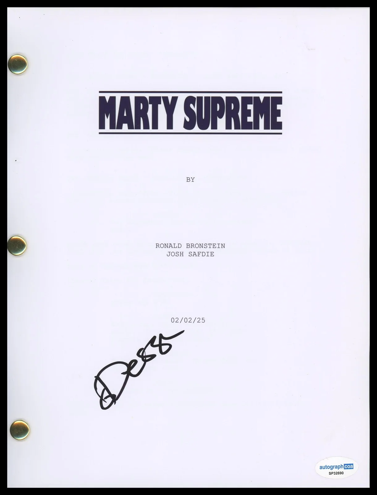 Odessa A'zion — Odessa A'zion "Marty Supreme" AUTOGRAPH Signed 'Rachel' Script Screenplay ACOA