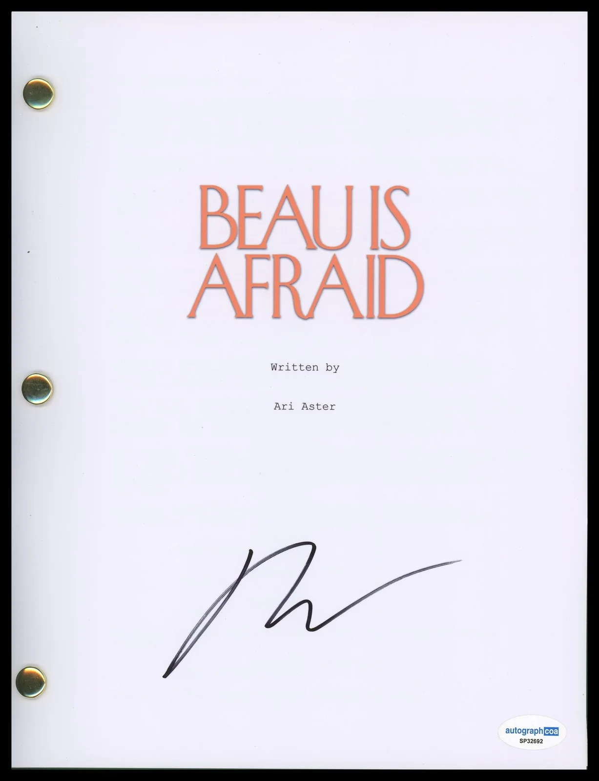 Ari Aster — Ari Aster "Beau Is Afraid" AUTOGRAPH Signed Full Complete Script Screenplay ACOA