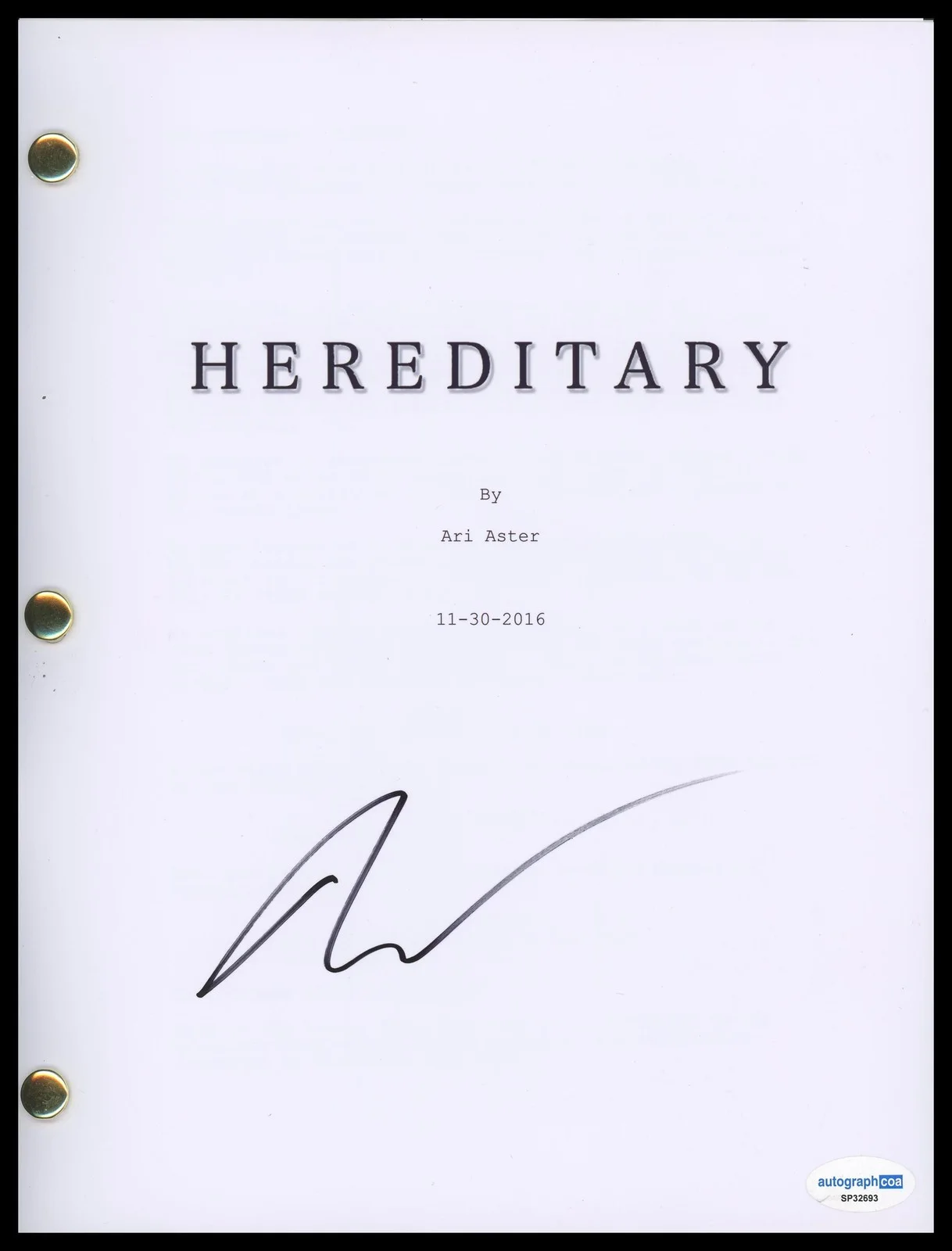Ari Aster — Ari Aster "Hereditary" Director AUTOGRAPH Signed Complete Script Screenplay ACOA
