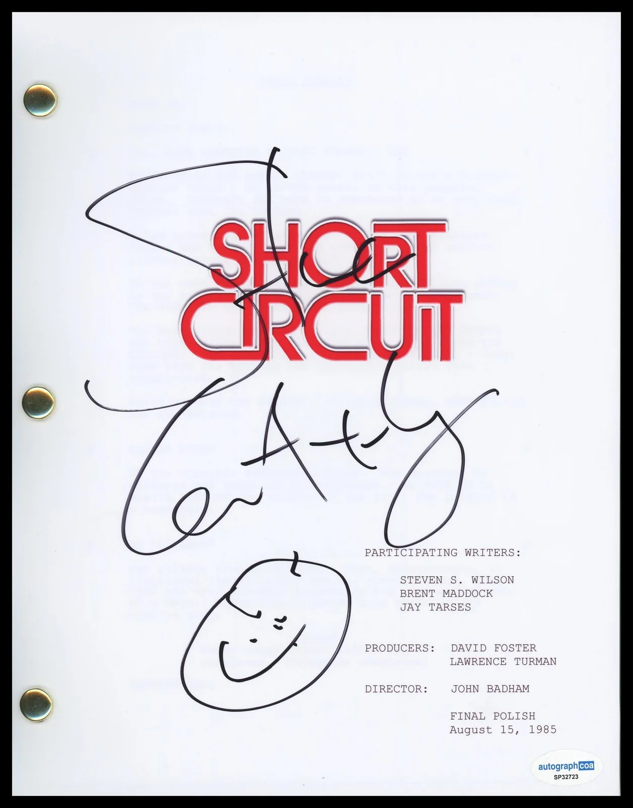 Steve Guttenberg — Steve Guttenberg "Short Circuit" AUTOGRAPH Signed Full Script Screenplay ACOA