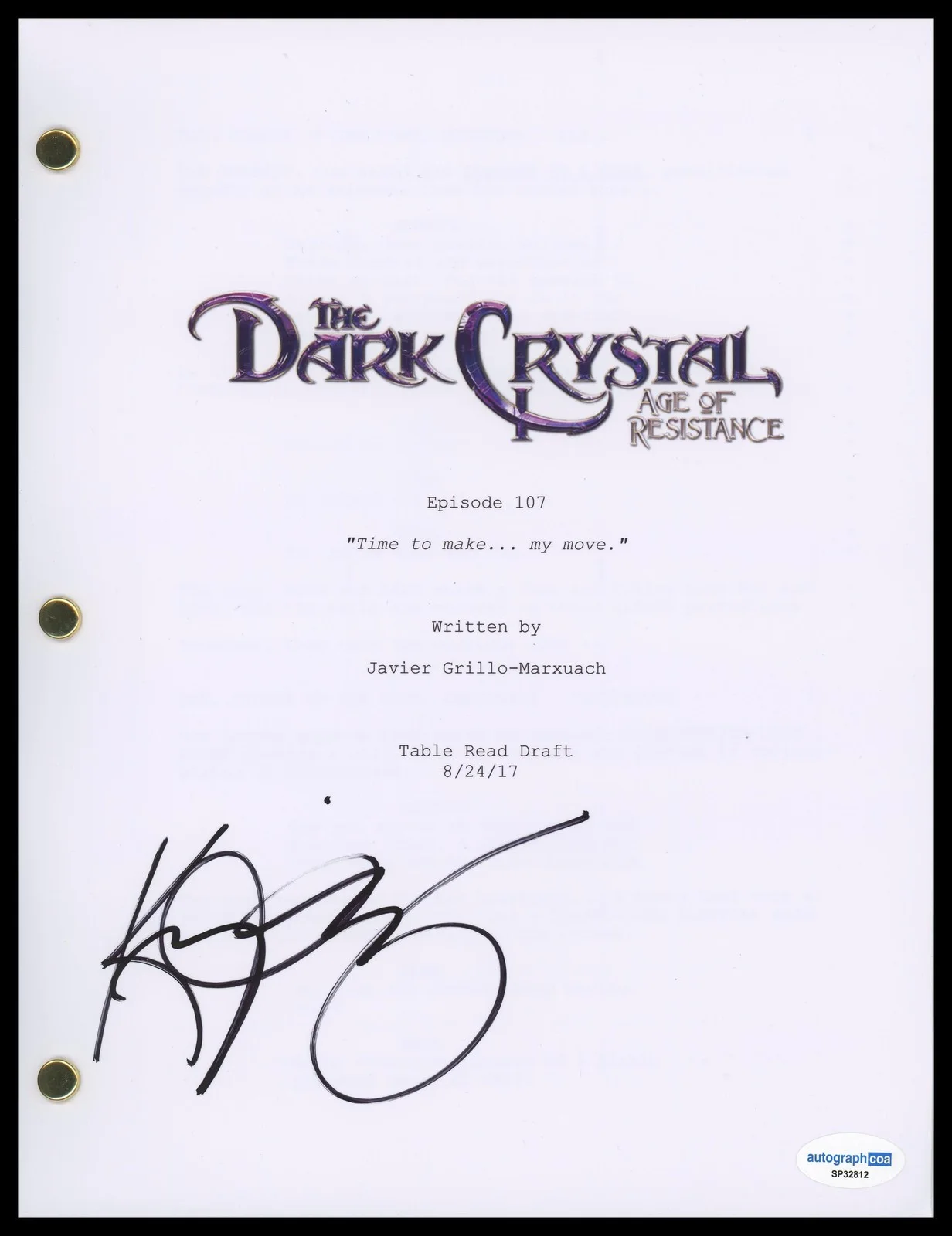 Keegan-Michael Key — Keegan-Michael Key "The Dark Crystal: Age of Resistance" AUTOGRAPH Signed Script