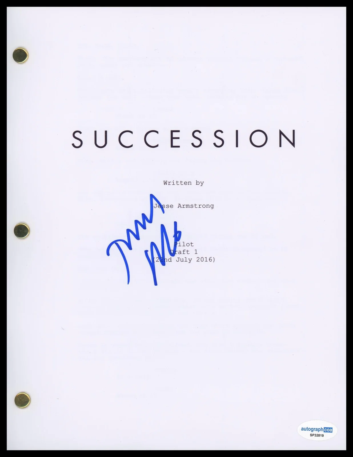 Jeremy Strong — Jeremy Strong "Succession" AUTOGRAPH Signed 'Kendall' Pilot Episode Script ACOA