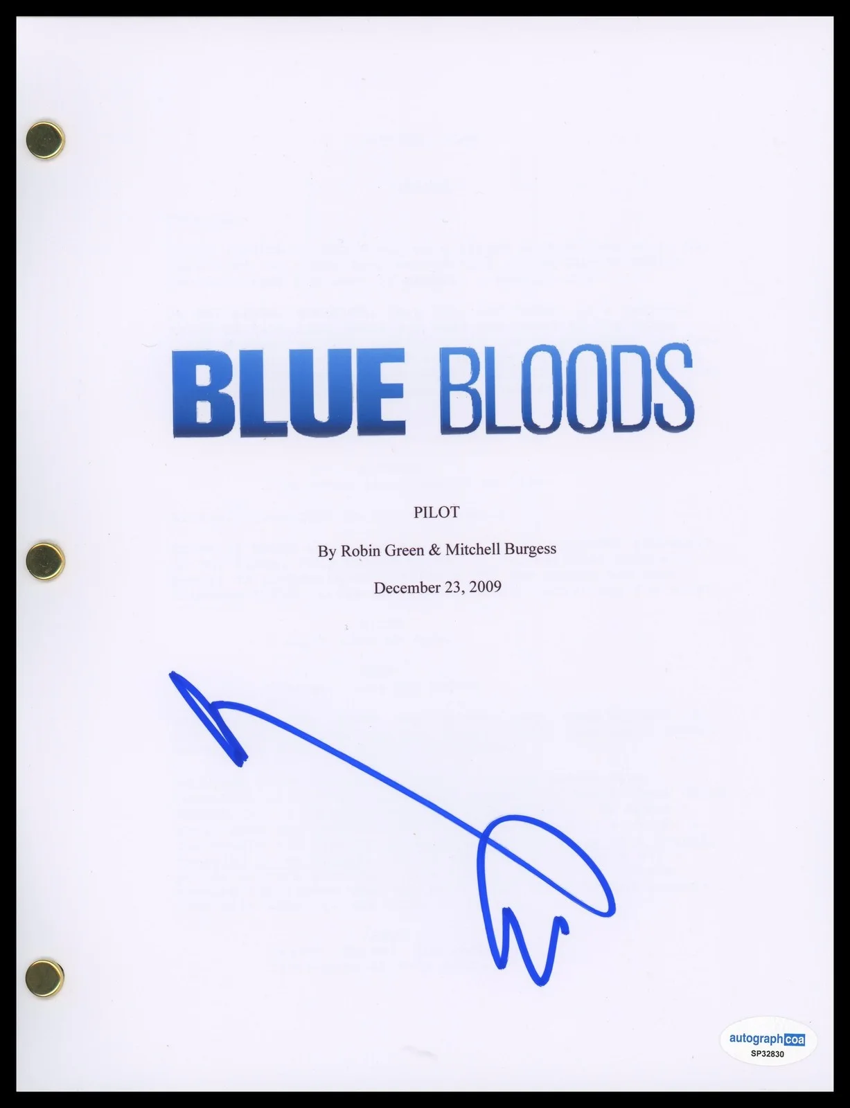 Donnie Wahlberg — Donnie Wahlberg "Blue Bloods" AUTOGRAPH Signed 'Danny' Pilot Episode Script ACOA