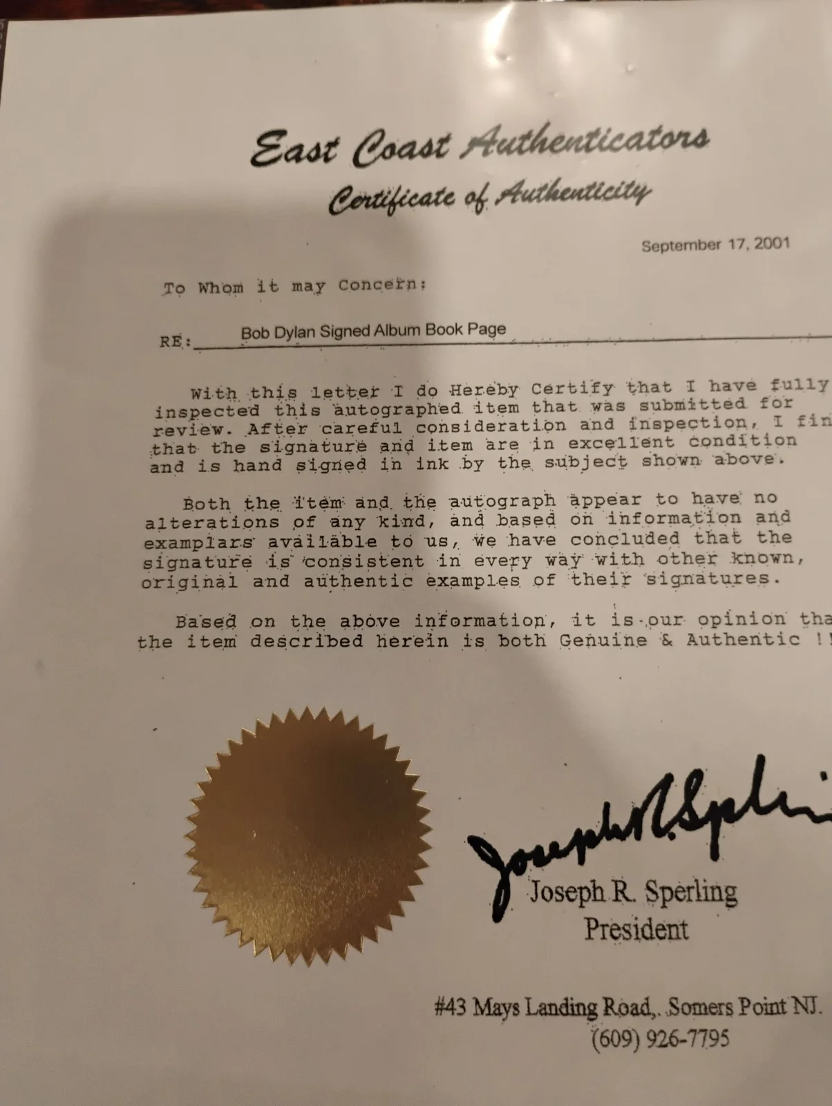 RARE BOB DYLAN AUTOGRAPH — LIKE A ROLLING STONE — AUTHENTIC SIGNATURE WITH COA, image 2