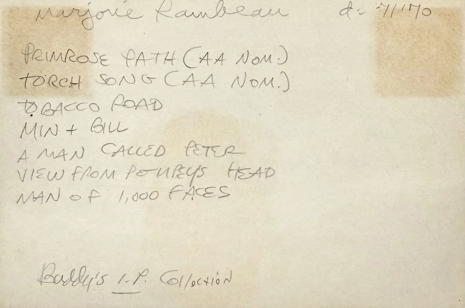 Marjorie Rambeau — MARJORIE RAMBEAU Signed Autographed 4"x 6" INDEX CARD Primrose Path Tobacco Road, изображение 2