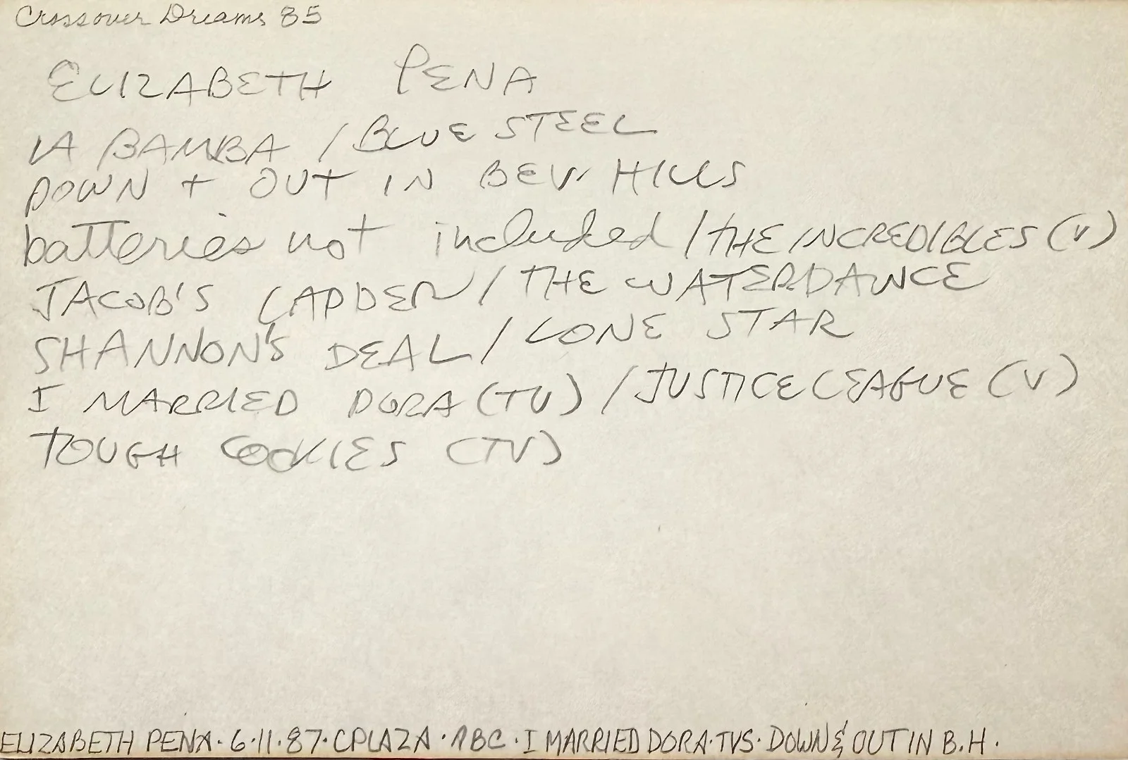 Elizabeth Pena — ELIZABETH PENA Signed Autograph 4x6 INDEX CARD Jacob's Ladder La Bamba RUSH HOUR, изображение 4