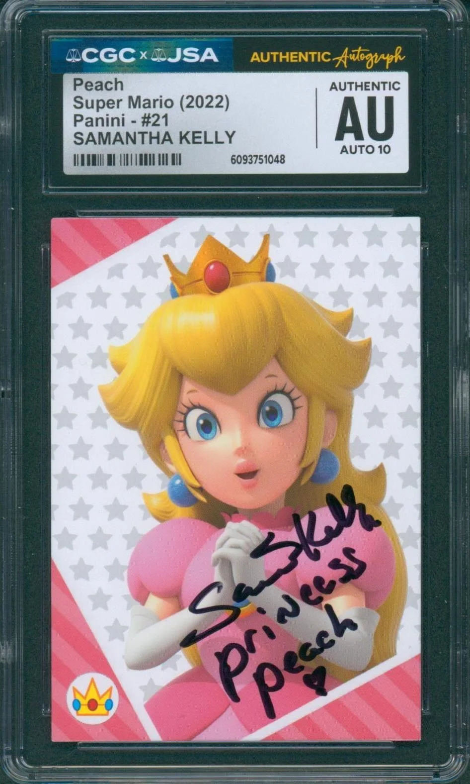 Samantha Kelly — Samantha Kelly Signed Panini Card Peach Super Mario Autograph CGC x JSA SLAB