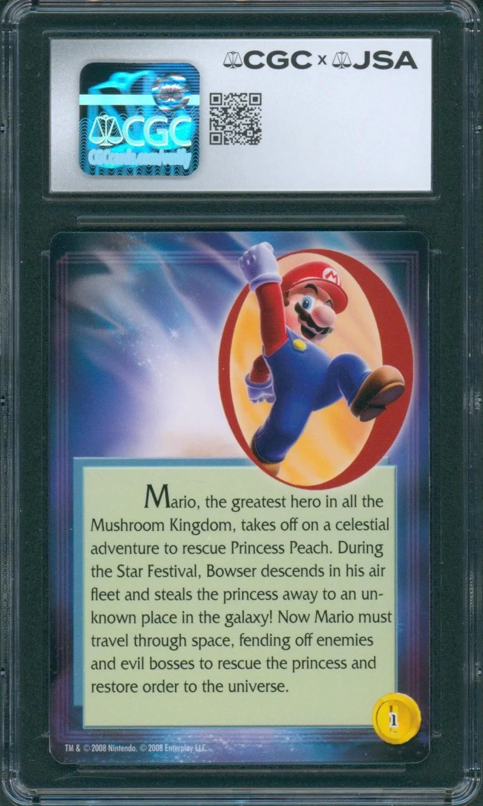 Charles Martinet — Charles Martinet Signed Panini Card Super Mario Galaxy Mint 9 CGC x JSA SLAB, image 2