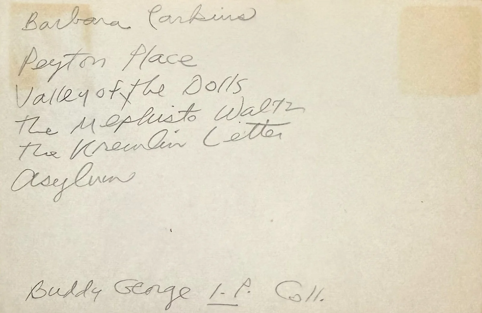 Barbara Parkins — BARBARA PARKINS Autograph Signed 4x6 INDEX CARD Valley of the Dolls Peyton Place, image 2
