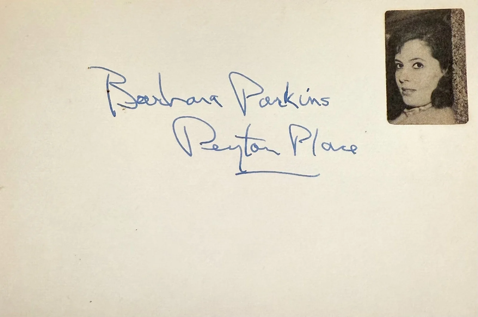 Barbara Parkins — BARBARA PARKINS Autograph Signed 4x6 INDEX CARD Valley of the Dolls Peyton Place, image 3