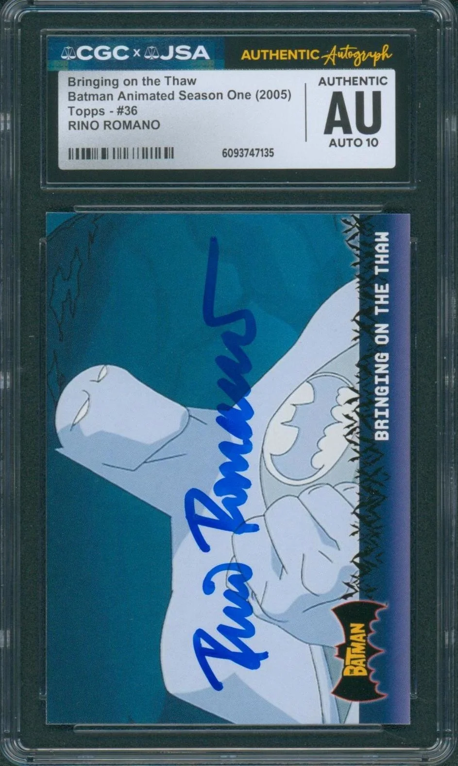 Rino Romano — Rino Romano Signed Card Batman Animated Season One Autograph CGC x JSA SLAB