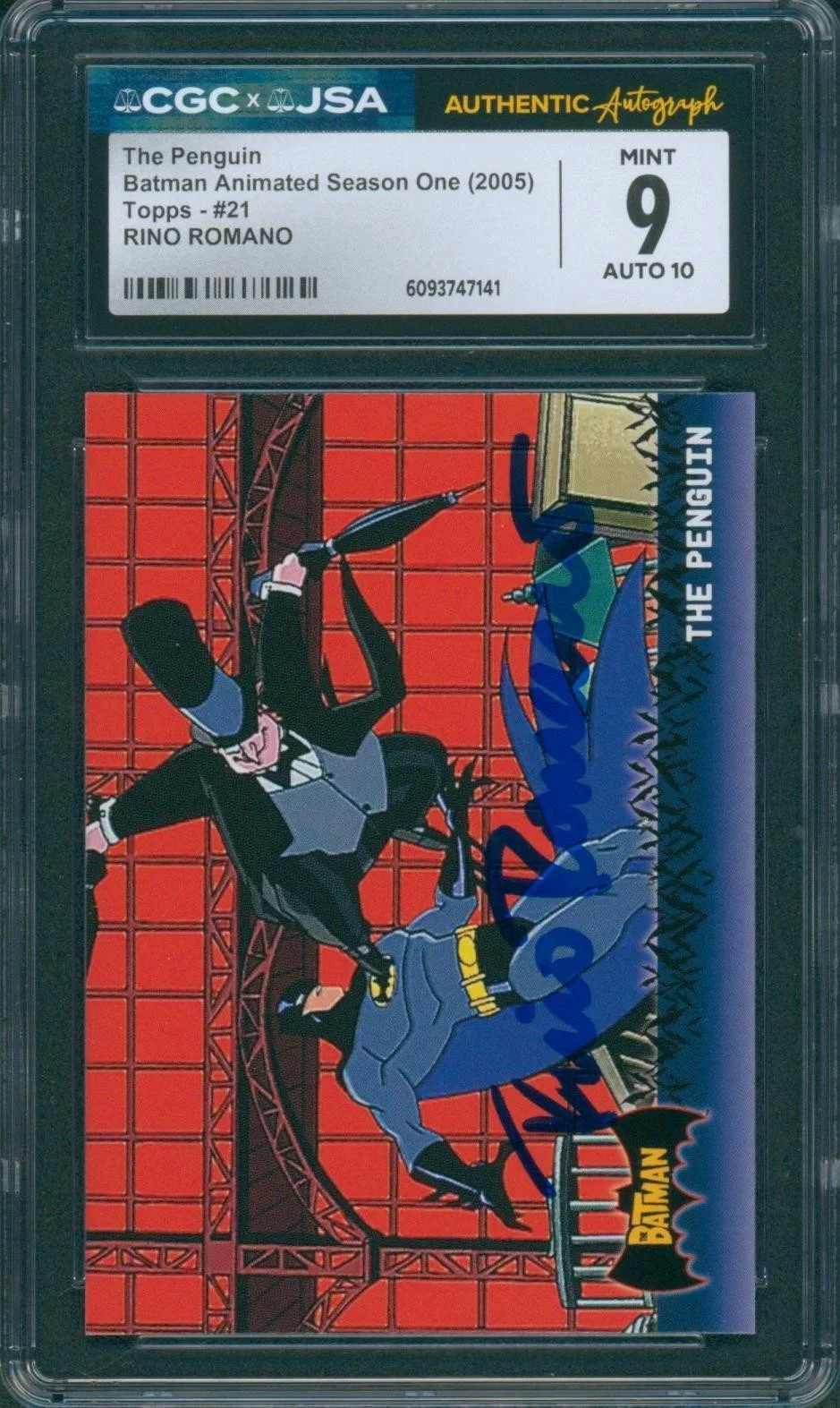 Rino Romano — Rino Romano Signed Card Batman Animated Season One Mint 9 CGC x JSA SLAB