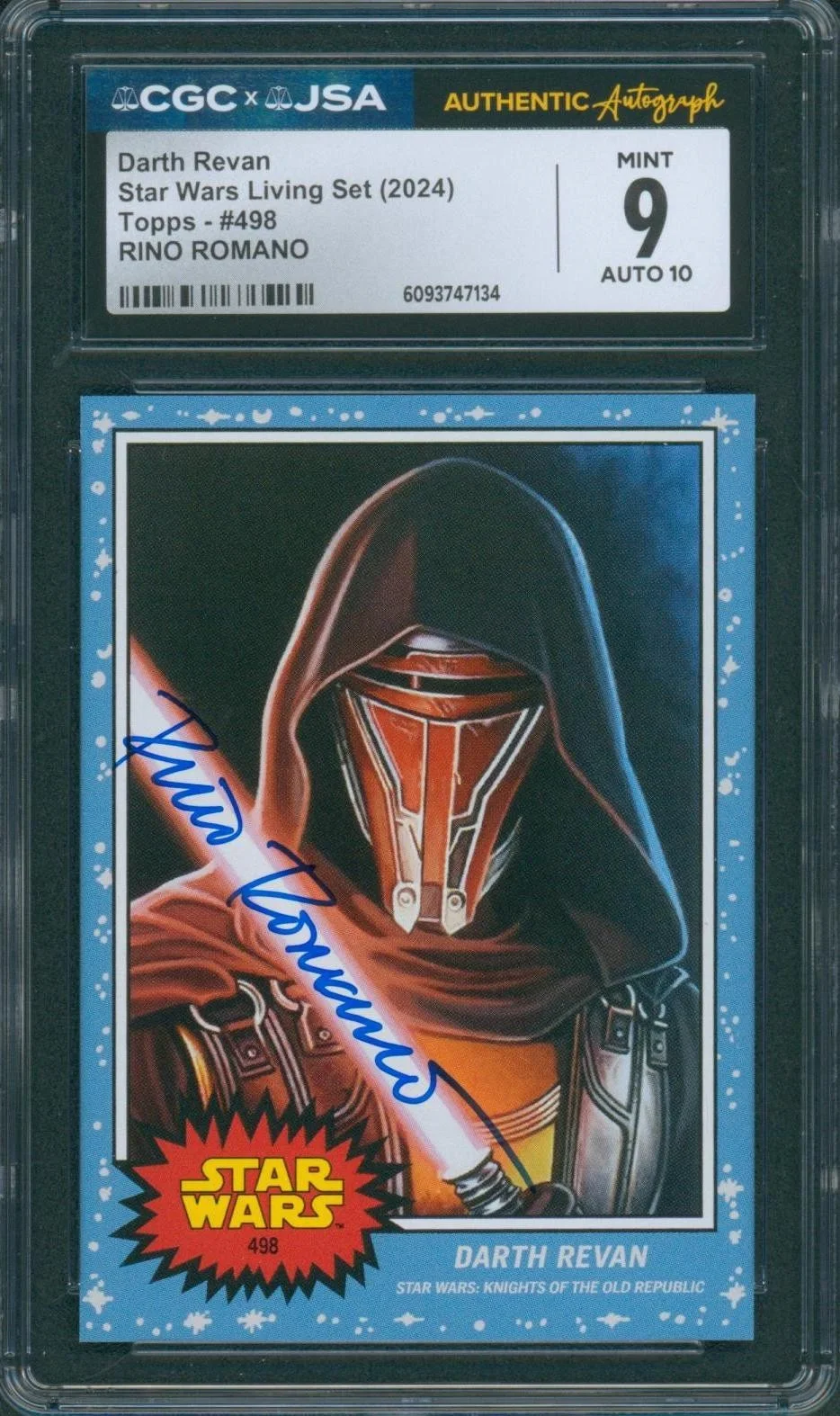 Rino Romano — Rino Romano Signed Card Star Wars Living Set Darth Revan Mint 9 CGC x JSA SLAB