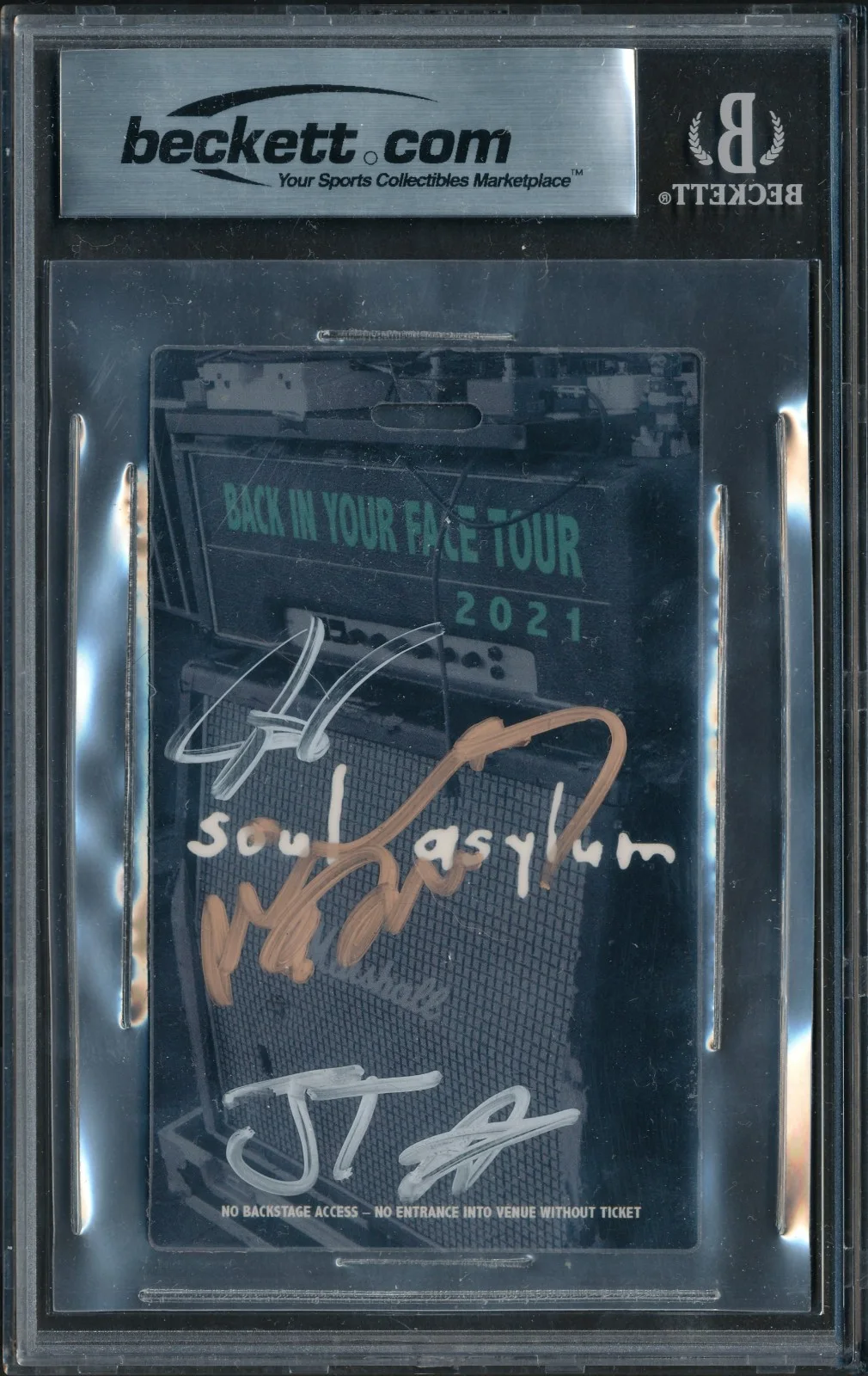 SOUL ASYLUM Band Signed VIP Badge DAVE PIRNER MICHAEL BLAND+ Beckett Slabbed BAS, изображение 2