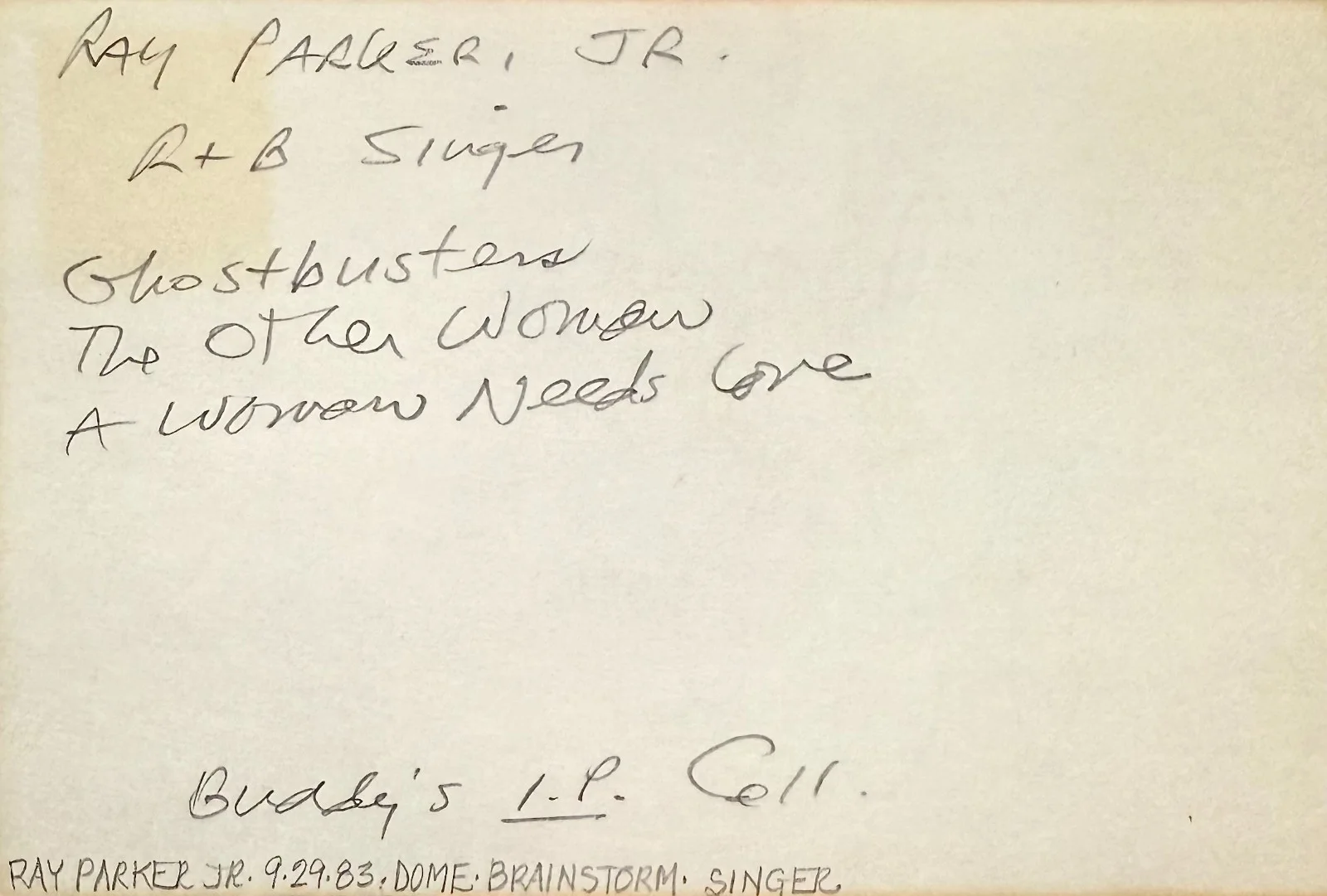 RAY PARKER JR. Signed Autographed 4x6 INDEX CARD Ghostbusters Theme song SINGER, изображение 2