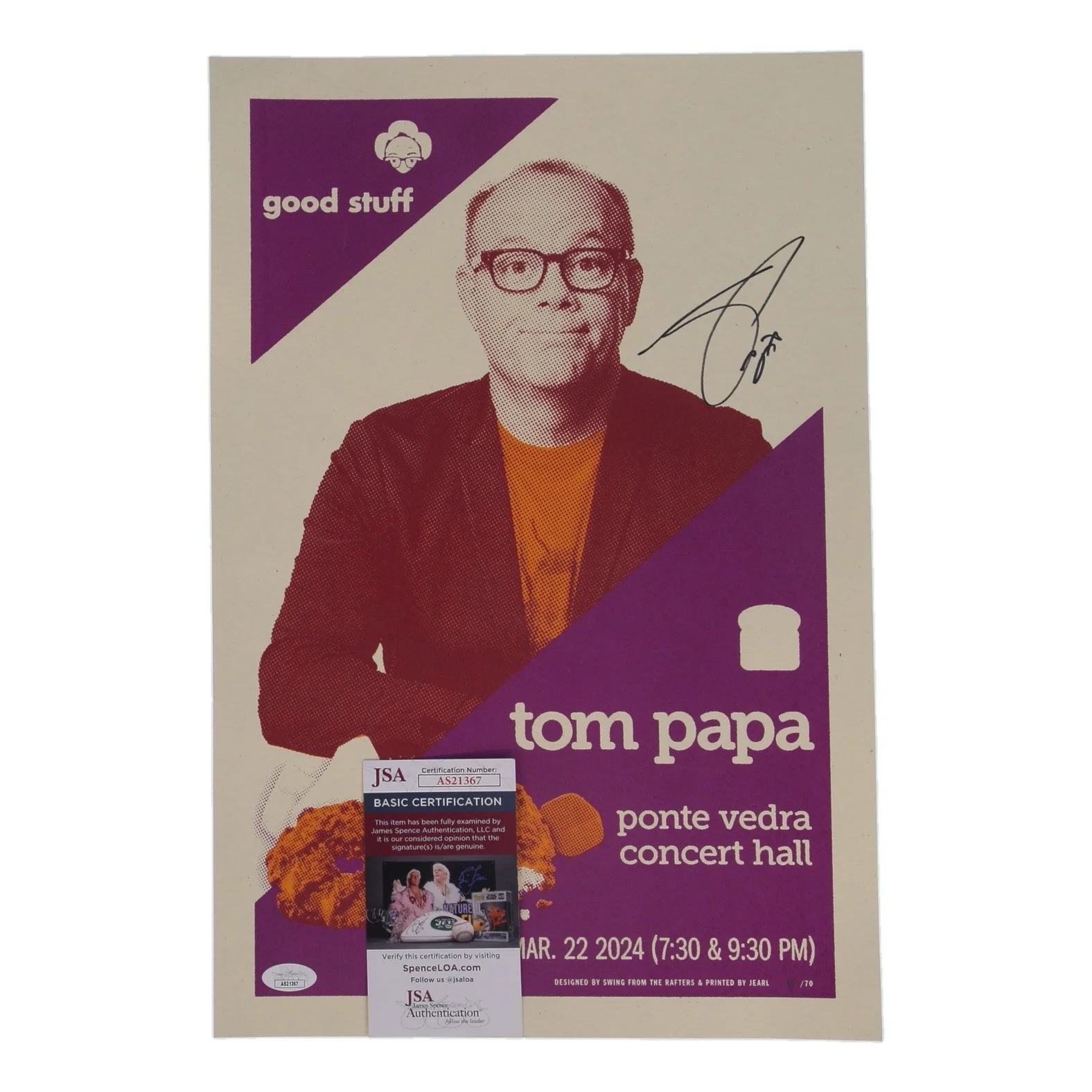Tom Papa — Tom Papa Autographed Good Stuff 12x18 JSA COA Comedian & Actor Ponte Vedra Hall!, изображение 2