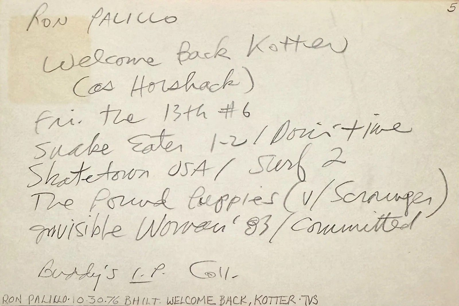 Ron Palillo — RON PALILLO Signed Autographed 4"x 6" INDEX CARD Welcome Back, Kotter Horshack, image 2