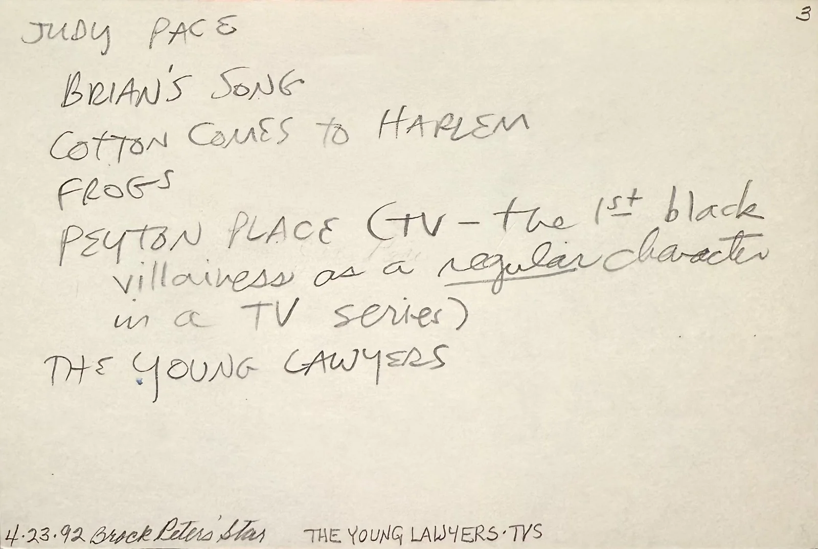 Judy Pace — JUDY PACE Signed Autograph 4"x 6" INDEX CARD Frogs Cotton Comes to Harlem Shaft, image 4