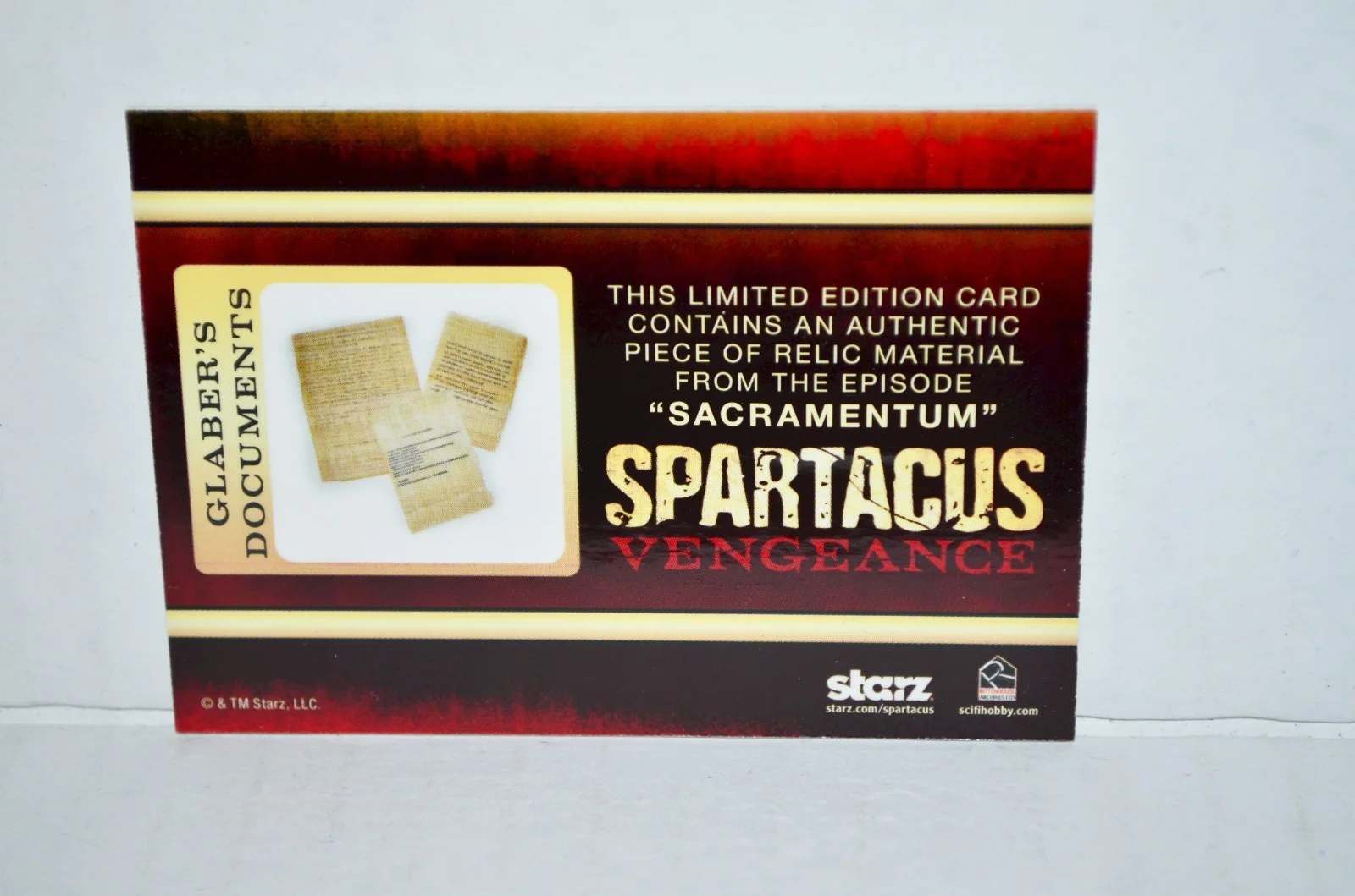 Spartacus Vengeance 2013 Glaber's Documents Costume Relic Material Card, image 2