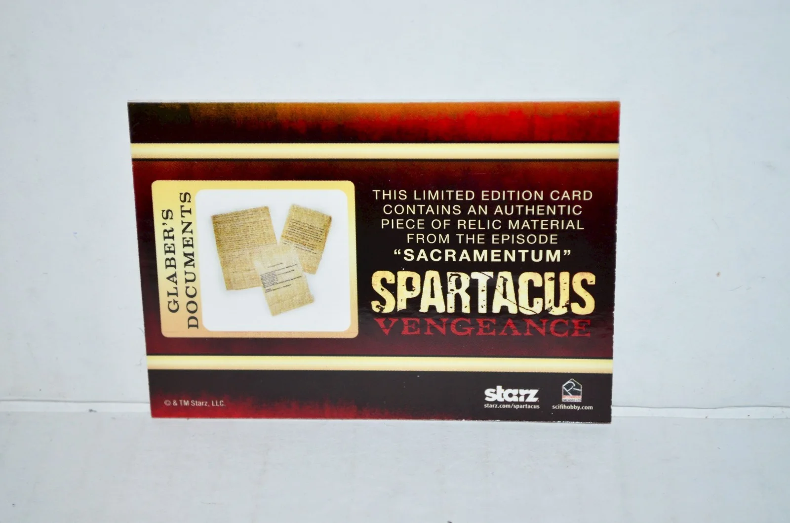 Spartacus Vengeance 2013 Glaber's Documents Costume Relic Material Card, image 2
