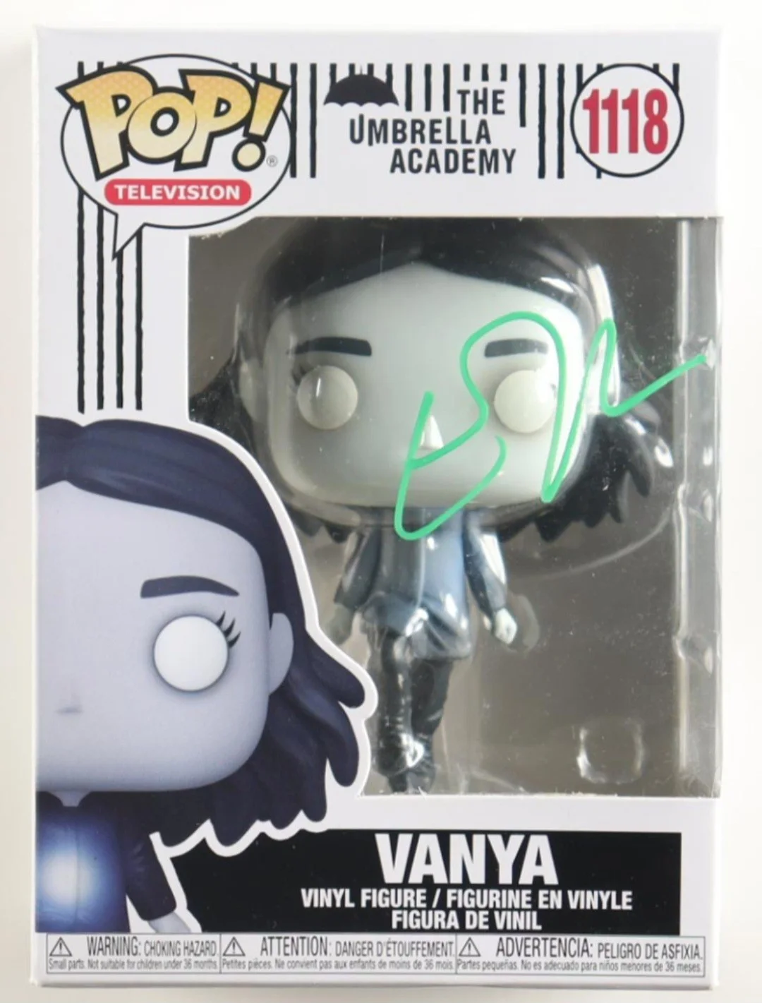 Elliot page — Elliott Page Signed Vanya Funko Pop! #1118 ACOA COA The Umbrella Academy