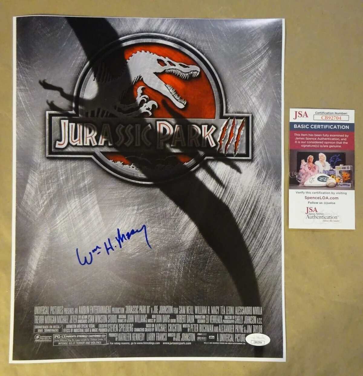 William H Macy — Signed William H Macy Autographed 11"x14" Photo Jurassic Park III JSA COA