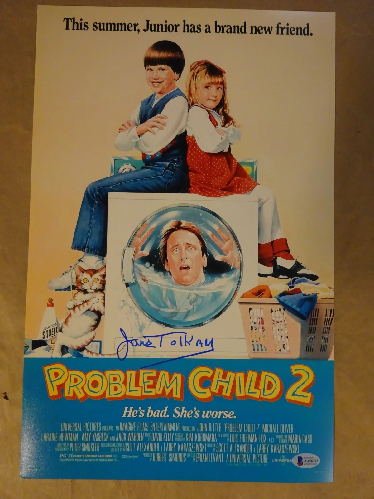 James Tolkan — Signed James Tolkan Autographed 11"x17" Problem Child 2 Photo Beckett BAS COA, изображение 2