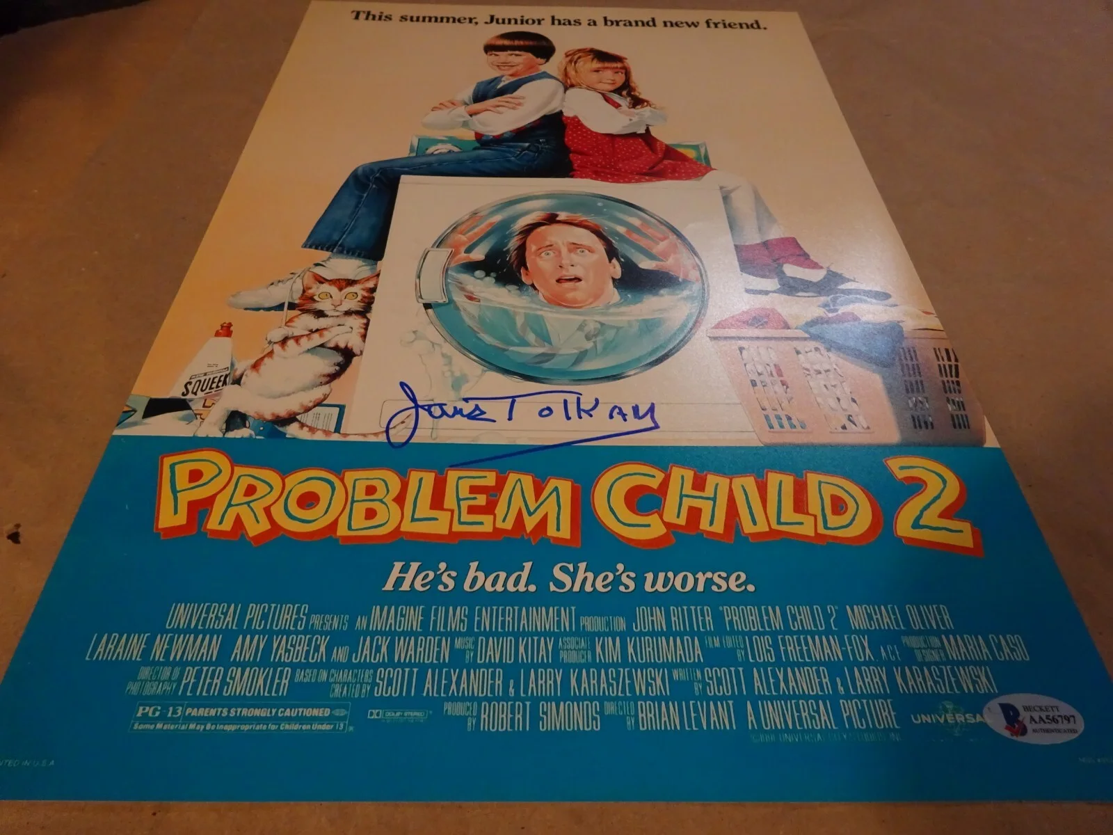 James Tolkan — Signed James Tolkan Autographed 11"x17" Problem Child 2 Photo Beckett BAS COA, изображение 3