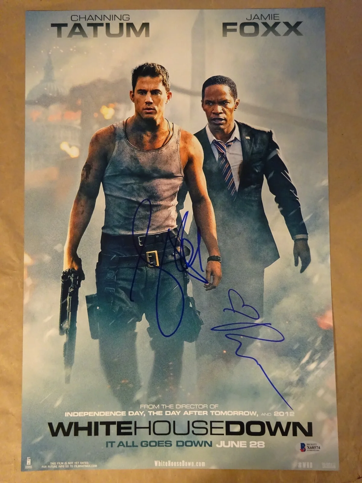 Jamie Foxx, Rachelle Lefevre — Signed White House Down 12x18 Photo Autographed by Jamie Foxx & Lefevre BAS COA, изображение 2