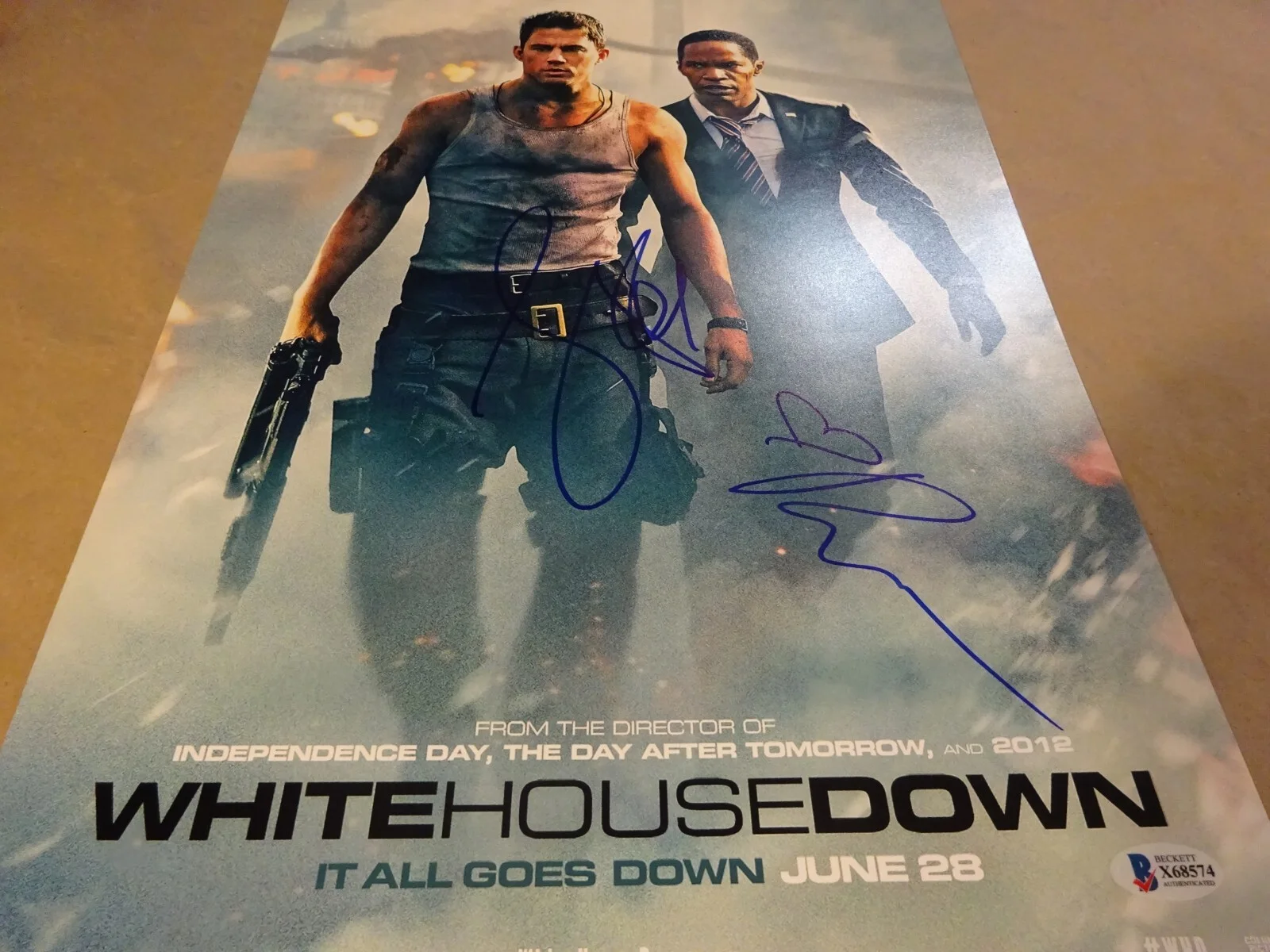 Jamie Foxx, Rachelle Lefevre — Signed White House Down 12x18 Photo Autographed by Jamie Foxx & Lefevre BAS COA, изображение 3