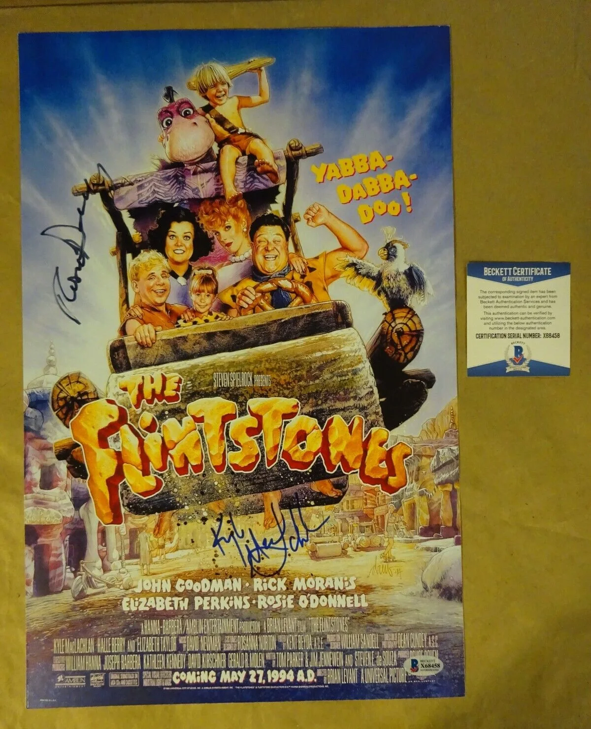 Rosie O'Donnell & Kyle MacLachlan — Signed Rosie O'Donnell & Kyle MacLachlan 11"x17" The Flintstones Photo BAS COA