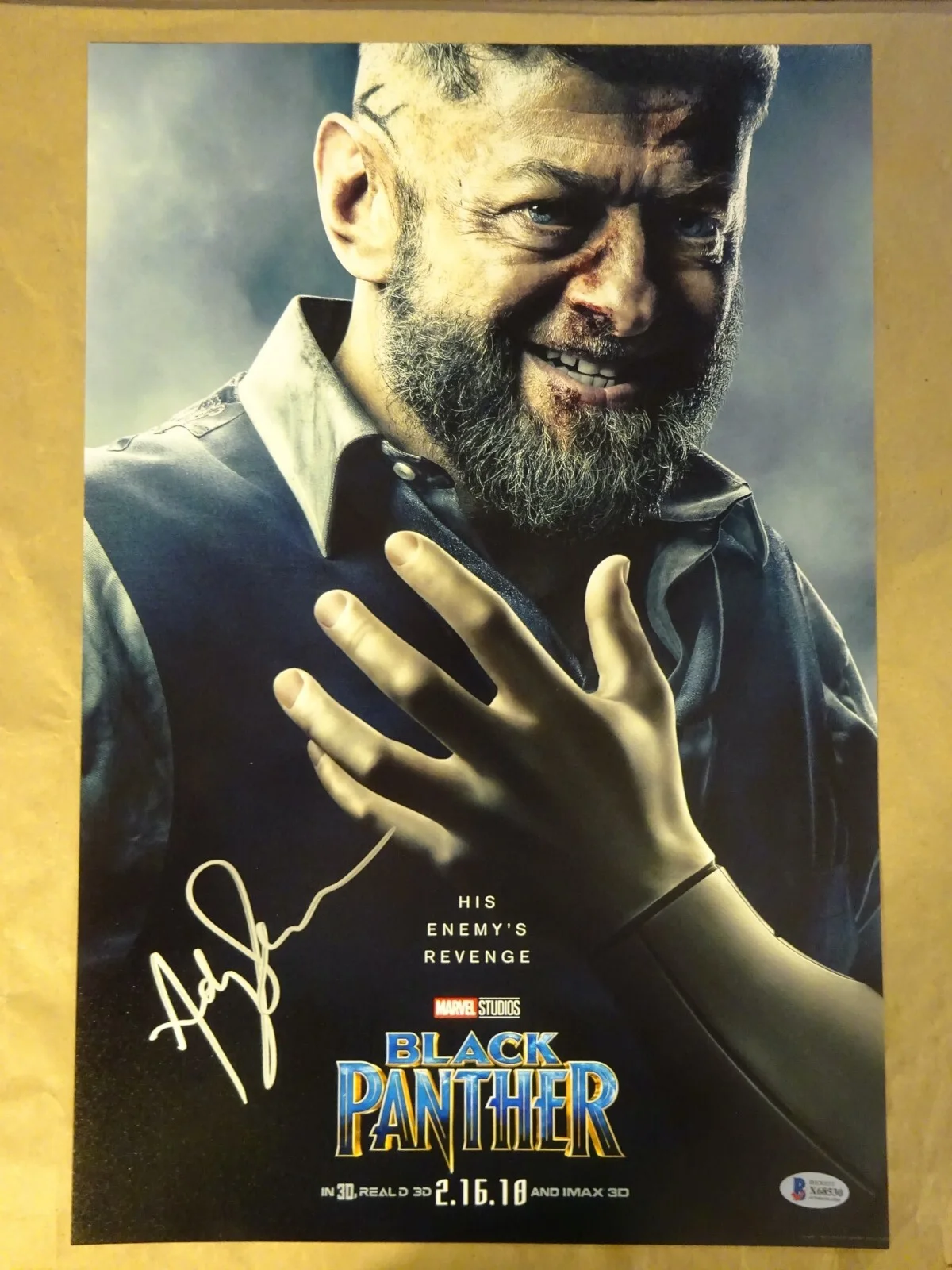 Andy Serkis — Signed Andy Serkis Autographed Black Panther 12"x18" Photo Beckett BAS COA, изображение 2