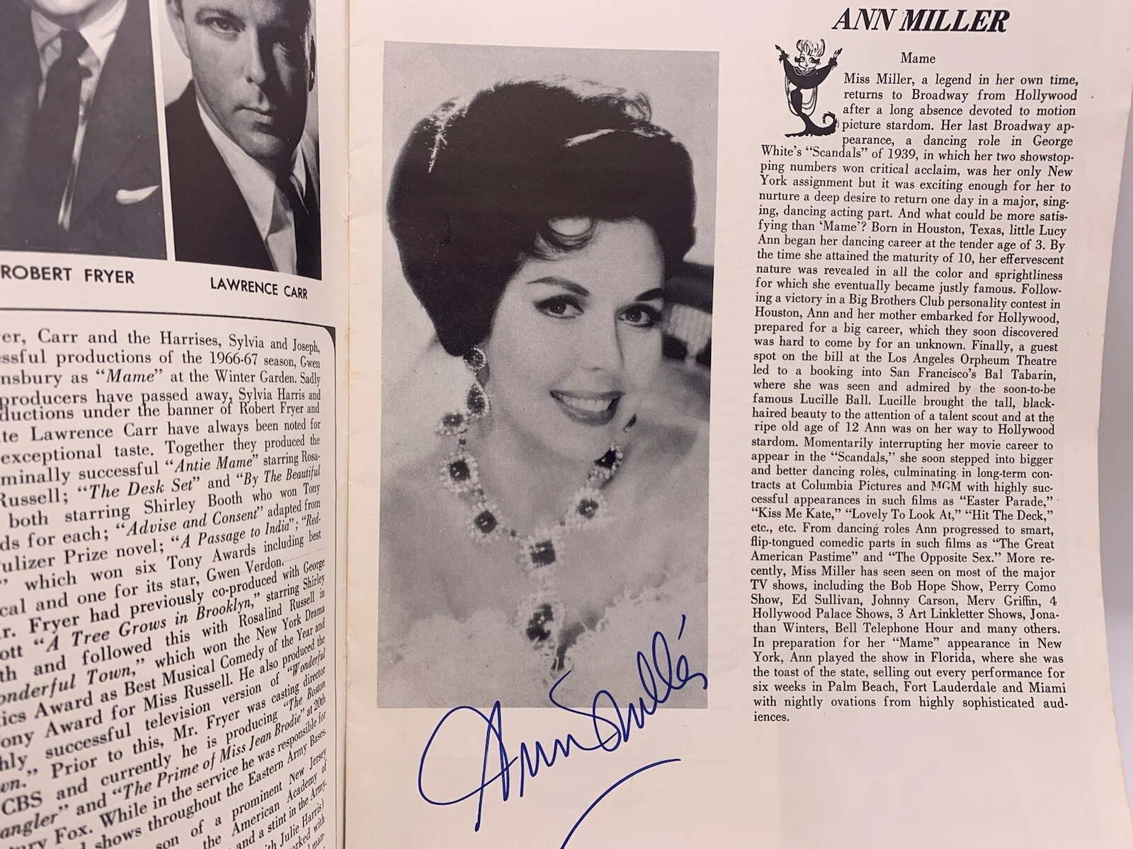 Ann Miller — Vintage 60s Autographed Broadway Show Program Mame Hand Signed by Ann Miller, image 3