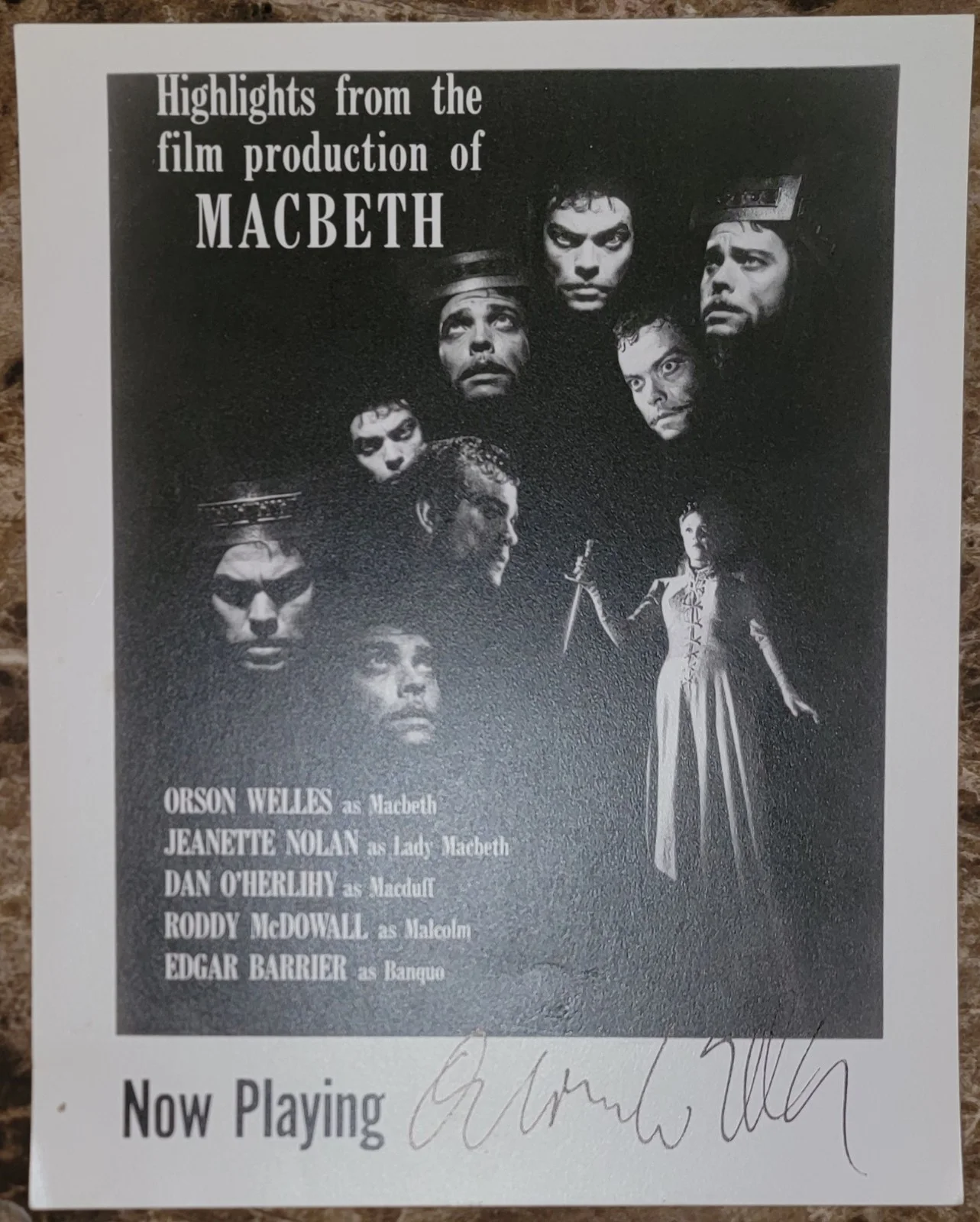 Orson Welles Autographed Macbeth Lobby Card/Poster, image 5