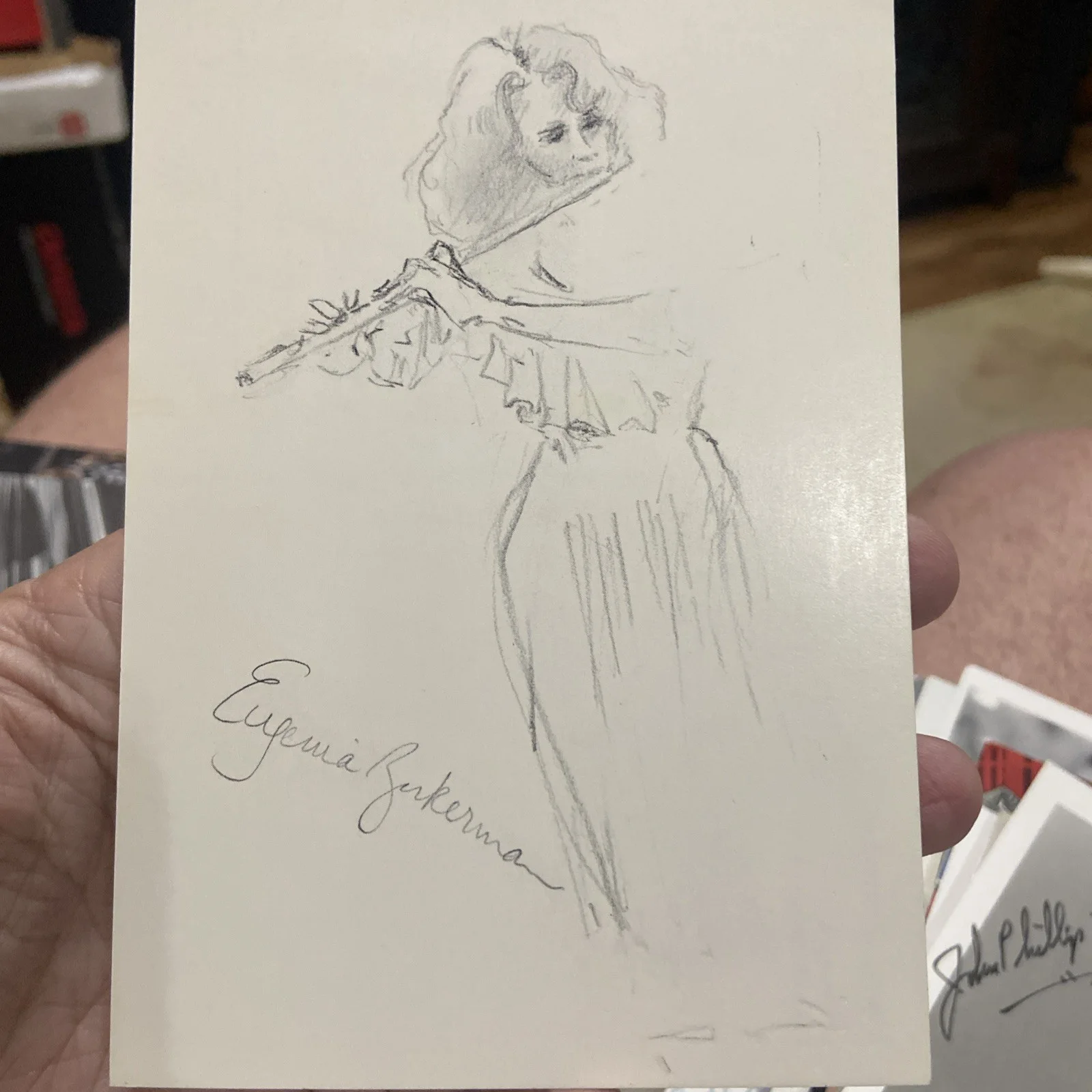 Eugenia Rukerman Signed Autographed 4x6 postcard flute player, image 2