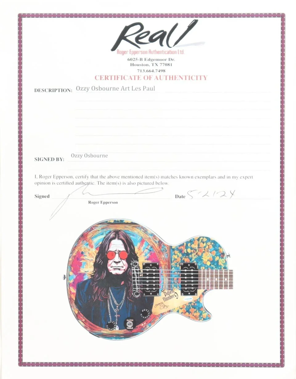 Ozzy Osbourne Signed 39" Custom Electric Guitar (AutographCOA & Real), изображение 4