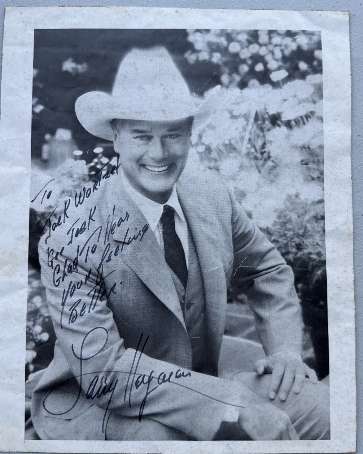 Larry Hagman — Larry Hagman "Dallas" Inscribed 8X10 Photo ship same day