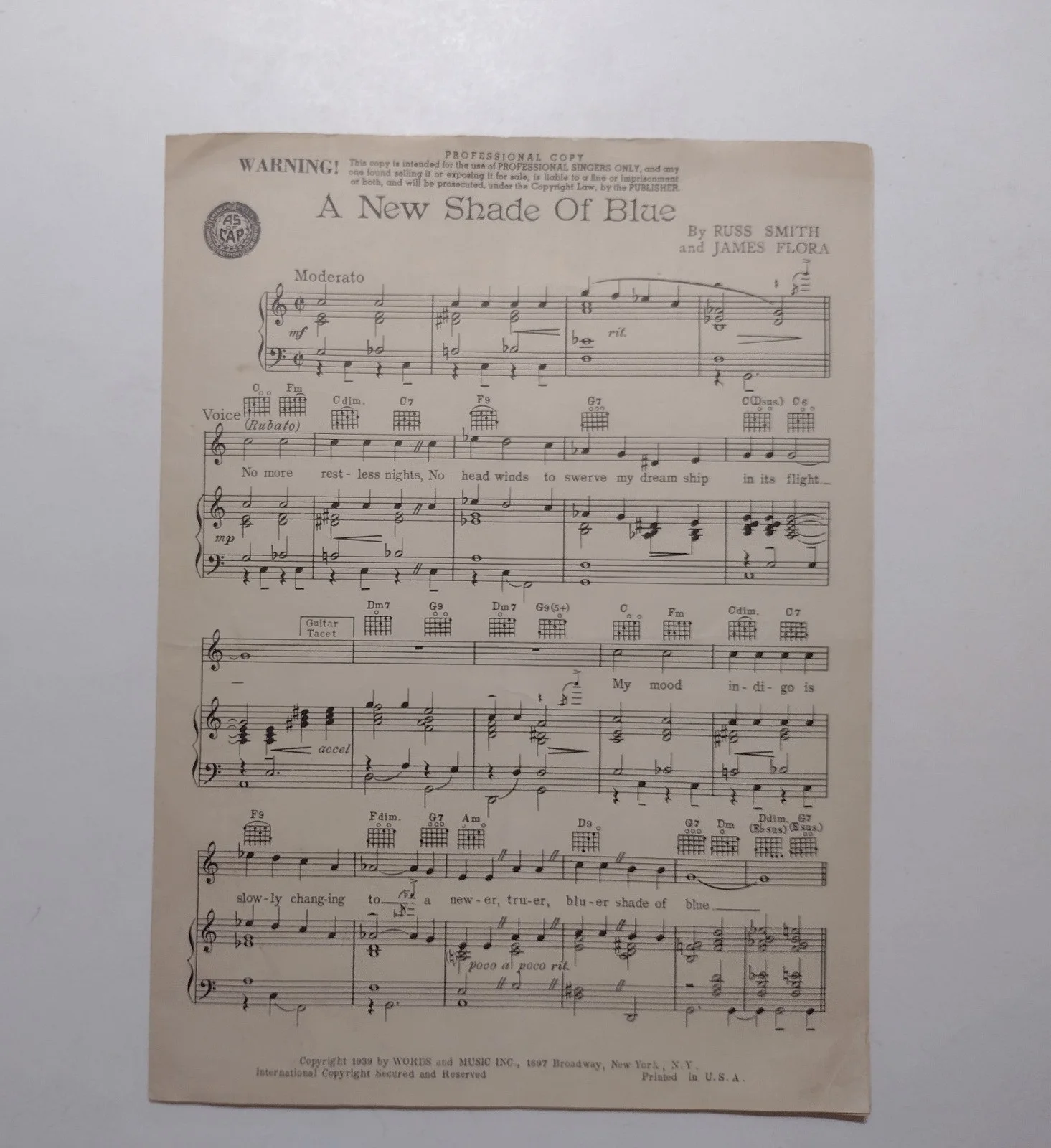 Russ Smith Prolific Songwriter From The Late 1930s/1940s Paper Items Lot Some Si, изображение 5