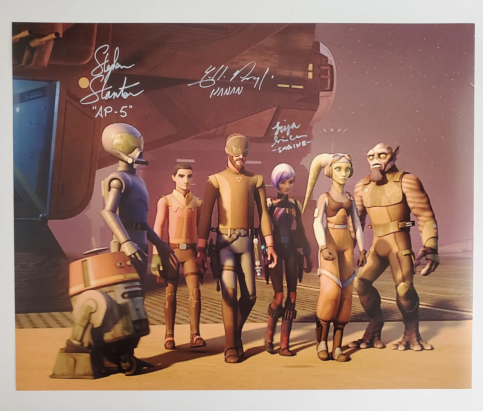 Freddie Prinze Jr, Tiya Sircar, Stephen Stanton — Freddie Prinze Tiya Sircar Stephen Stanton Signed Star Wars Rebels 16x20 Photo
