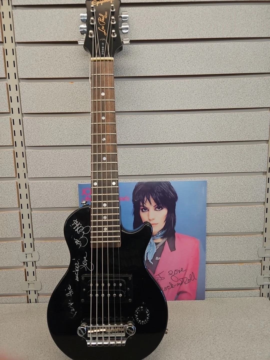 Joan Jett record with autographed Les Paul guitar, image 2