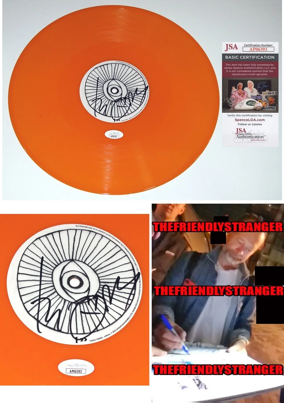 THOM YORKE — THOM YORKE signed Autographed "ANIMA" ORANGE VINYL RECORD c PROOF Radiohead JSA