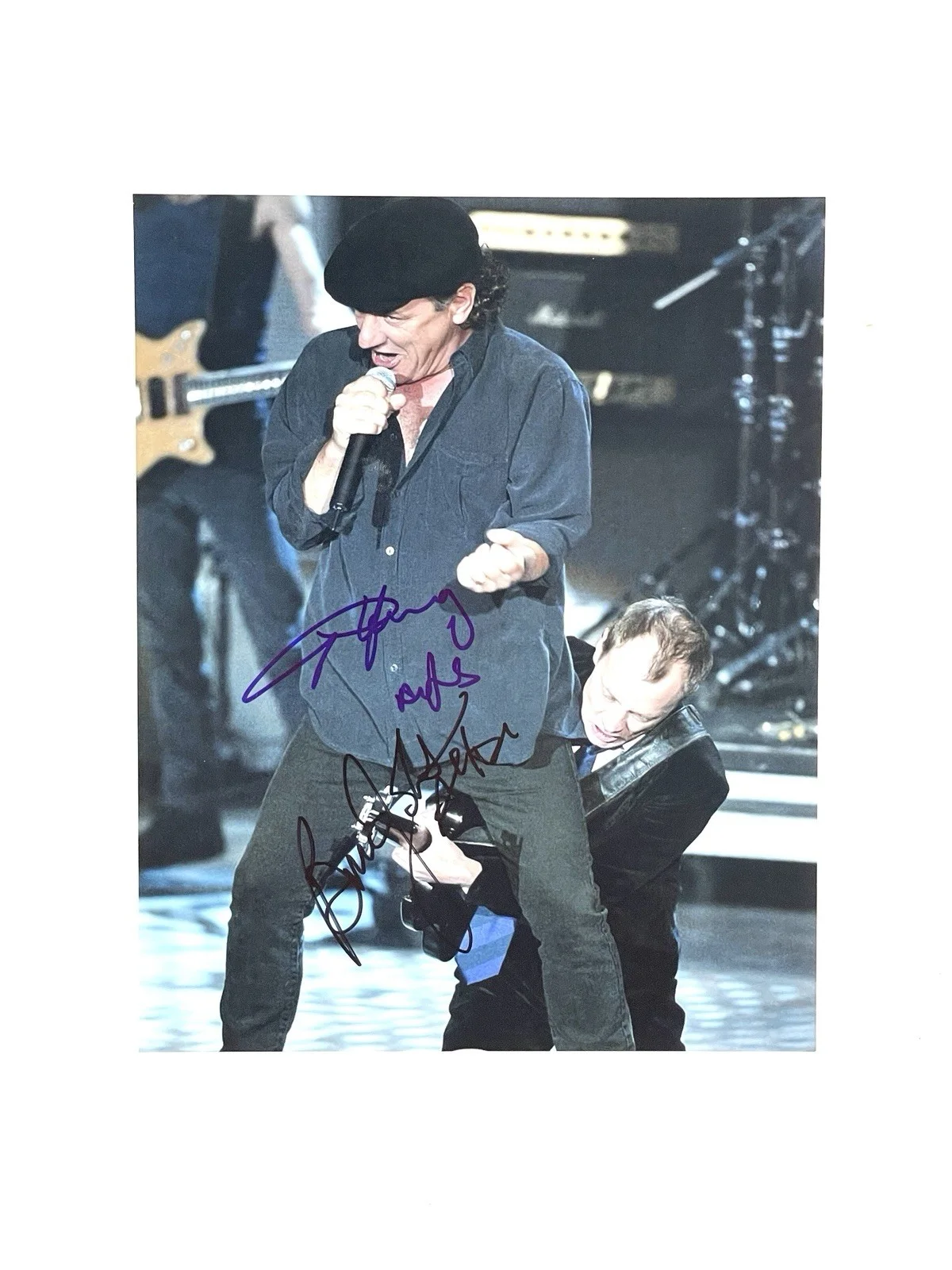 AC/DC Angus Young & Brian Johnson Autographed Signed 8x10 Live Photo ACOA 🎸, image 3